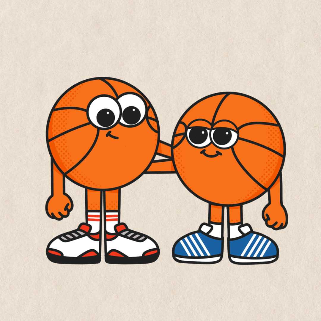 Illustration pour le podcast BasketHoops par l'artiste Paulie Heart.
